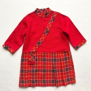 Vintage Dana Originals textured plaid mix pleated dress EUC 6Y